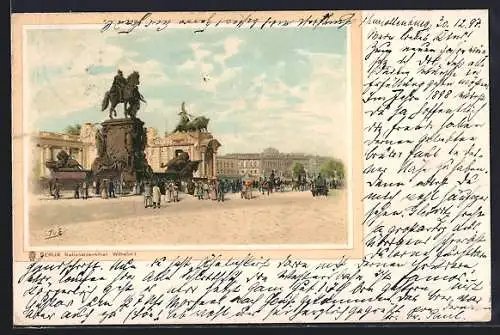 Lithographie Berlin, Nationaldenkmal Wilhelm I.