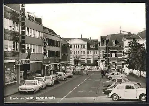 AK Emsdetten /Westf., Hotel zur Post und Commerzbank in der Bahnhofstrasse
