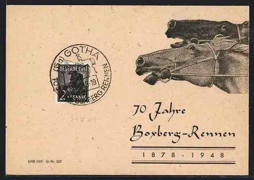 Künstler-AK Gotha, 70 Jahre Boxberg-Rennen 1948