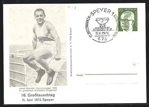 AK Speyer, Jakob Brendel, Olympiasieger 1932 im Ringkampf, 16. Grosstauschtag 1972