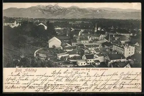 AK Bad Aibling, Ortsansicht mit Gebirgspanorama