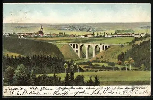 AK Frankenberg / Sa., Lützeltal-Viadukt aus der Vogelschau