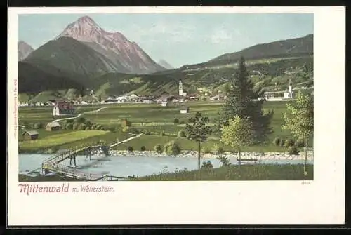 AK Mittenwald, Totalansicht mit Wetterstein
