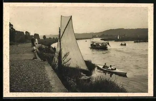 AK Mülheim / Ruhr, Ruhr an der Hahnenfähre