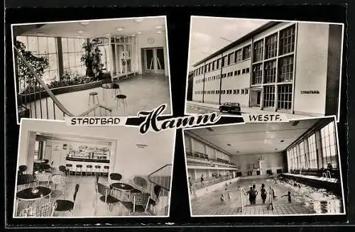 AK Hamm /Westf., Stadtbad, Innenansichten und Aussenansicht