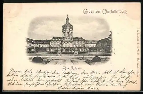 AK Berlin-Charlottenburg, Blick auf das Schloss mit Vorplatz