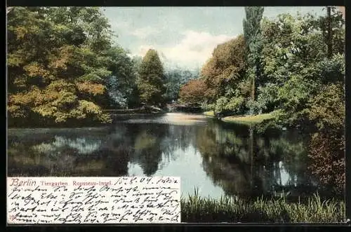AK Berlin, Partie im Tiergarten, Rousseau-Insel