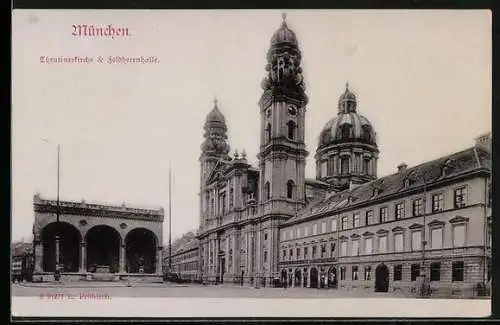 AK München, Theatinerkirche und Feldherrnhalle