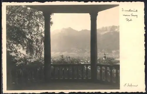 Foto-AK Adalbert Defner: Innsbruck vom Berg Isel, Ausssichtspavillon