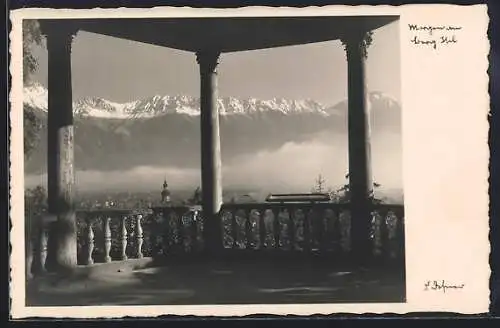 Foto-AK Adalbert Defner: Morgen am Berg Isel