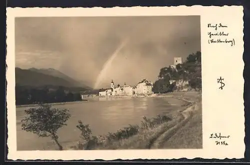 Foto-AK Adalbert Defner: Rastenberg, Nach dem Gewitter, Regenbogen
