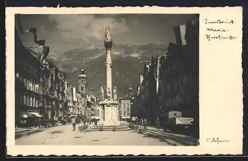 Foto-AK Adalbert Defner: Innsbruck, Maria-Theresienstrasse mit Säule
