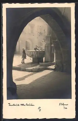 AK Adalbert Defner: Innsbruck, Brunnen mit Kindern