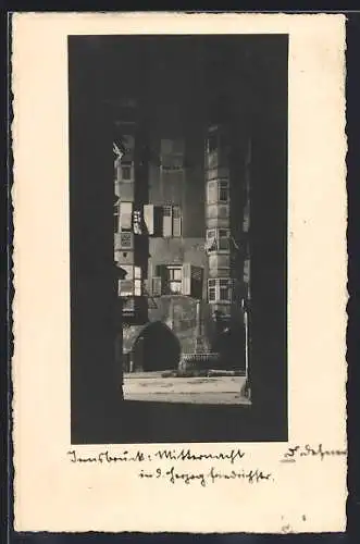 Foto-AK Adalbert Defner: Innsbruck, Mitternacht in der Herzog Friedrich-Strasse