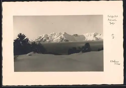 Foto-AK Adalbert Defner: schneebedeckte Berge in der Ferne