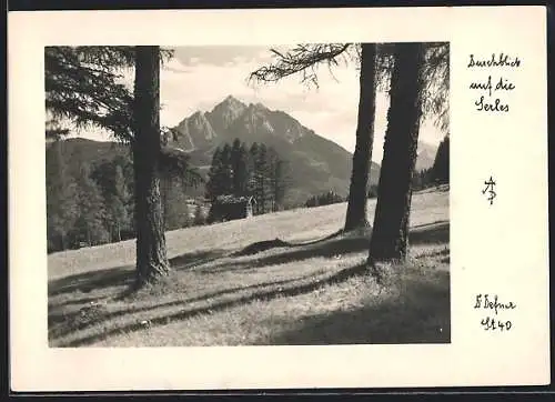 Foto-AK Adalbert Defner: Durchblick auf die Serles