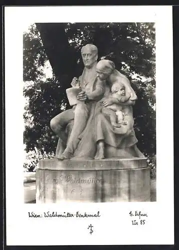 Foto-AK Adalbert Defner: Wien, Waldmüller-Denkmal