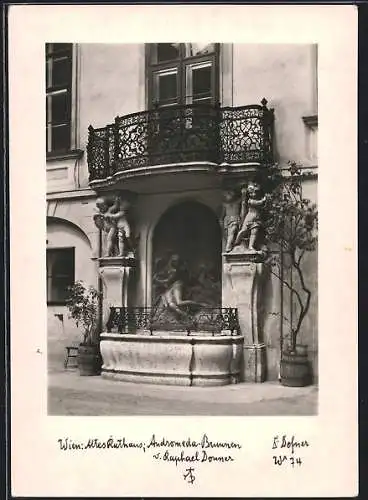 Foto-AK Adalbert Defner: Wien, Altes Rathaus, Andromeda-Brunnen