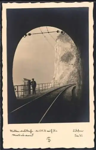 Foto-AK Adalbert Defner: Mittenwaldbahn, Ausblick auf die Martinswand