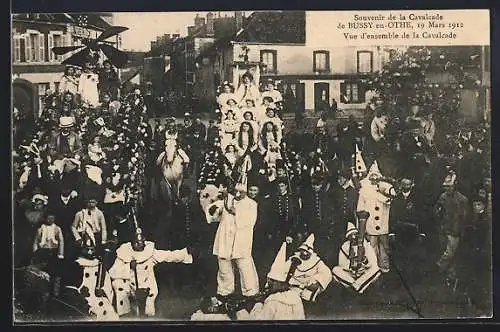 AK Bussy-en-Othe, Souvenir de la Cavalcade, 19 Mars 1912, Vue d`ensemble de la Cavalcade