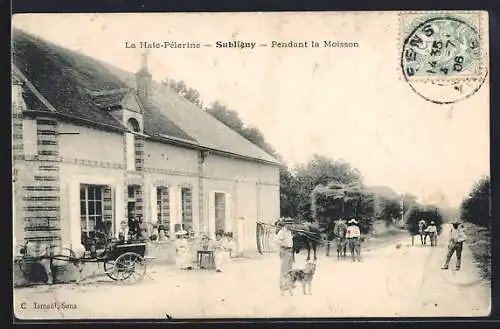 AK Subligny, La Haie-Pèlerine pendant la Moisson