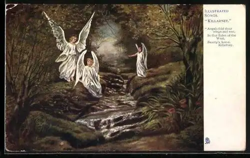 Künstler-AK Killarney, Engel an einem Fluss