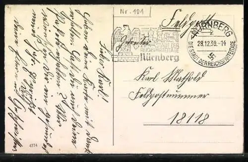 AK Schneemann mit Hufeisen und Tannenzweigen, Neujahr