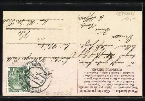 AK Hühner Liebespaar, Fröhliche Ostern