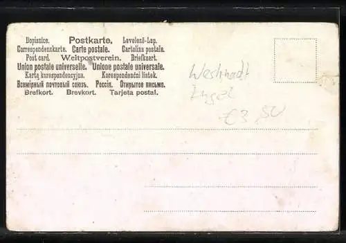 AK Osterengel mit Kreuzkette, Fröhliche Ostern