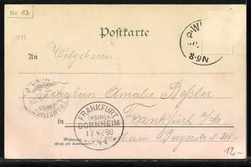 AK Fröhliche Pfingsten, Zwei betende Engel in einer Kirche