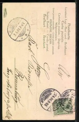 AK Mutter und Kind mit Osterhasen im Wald