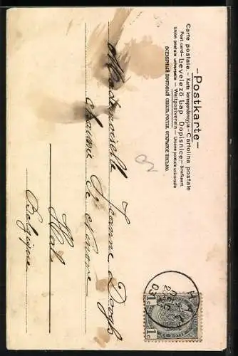 AK Amor hält junger Frau die Augen zu