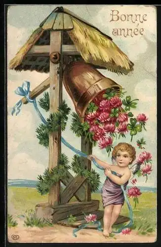 AK Neujahrsengel läutet eine Glocke, Bonne Année