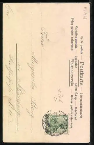 AK Kind mit Sektkorb stösst zu Neujahr an