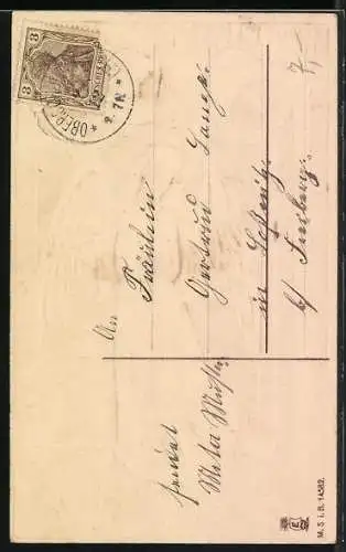 Präge-AK Neujahrsengel läutet Kirchenglocken bei Nacht