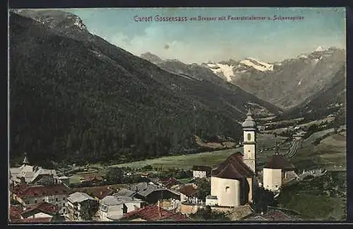 AK Gossensass am Brenner, Teilansicht mit Feuersteinferner u. Schneespitze