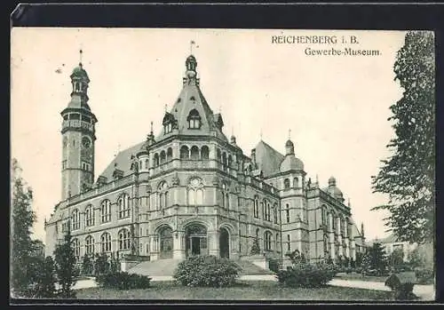 AK Reichenberg i. B., Gewerbe-Museum mit Anlage