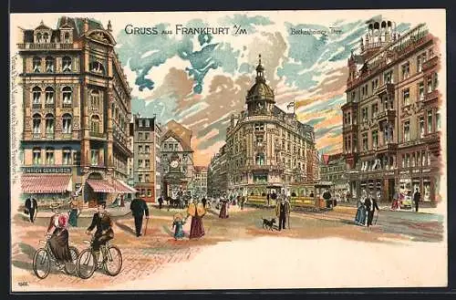 Lithographie Frankfurt /Main, Bockenheimer Thor