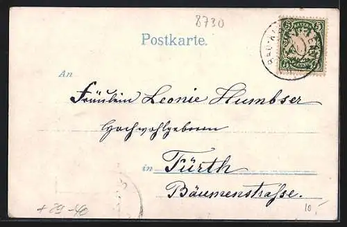 Goldfenster-AK Bad Kissingen, Motiv vom Marktplatz mit leuchtenden Fenstern