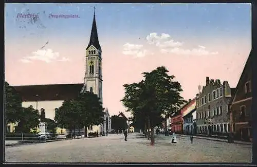 AK Plattling, Partie am Preysingplatz