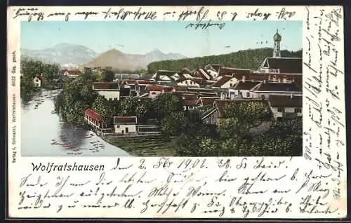 AK Wolfratshausen, Flusspartie und Ortsansicht