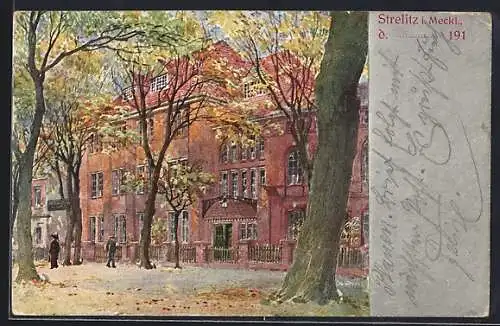 Künstler-AK Strelitz, Polytechnisches Institut, nordwestliche Ecke