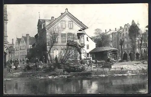 AK Nürnberg, Hochwasser-Katastrophe im Februar 1909, Kleinweidenmühle, Eingestürztes Haus
