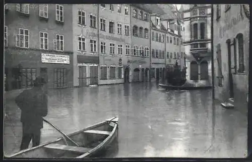 AK Nürnberg, Hochwasser-Katastrophe in der Neuen Gasse mit Grübelsbrunnen am 05.02.1909