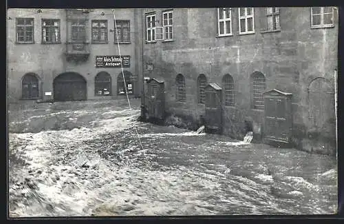 AK Nürnberg, Hochwasser-Katastrophe 1909, Ecker Winkler- u. Augustinerstrasse