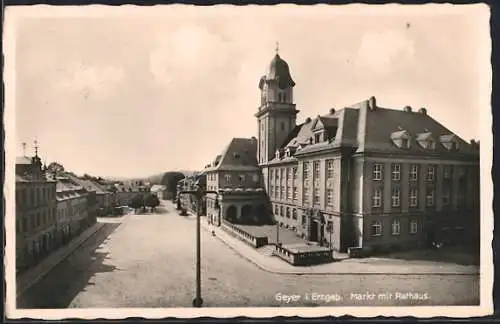 AK Geyer, Markt mit Rathaus