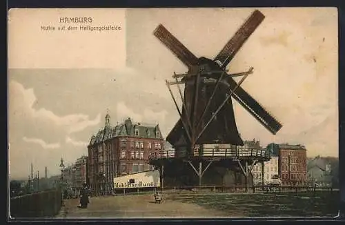 AK Hamburg-St. Pauli, Windmühle auf dem Heiligengeistfelde