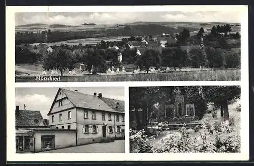 AK Mörschied, Gesamtansicht von der Weide, Gasthaus zur Post, Bes. Heinrich Dalheimer