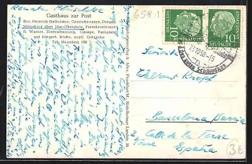 AK Mörschied, Gesamtansicht von der Weide, Gasthaus zur Post, Bes. Heinrich Dalheimer