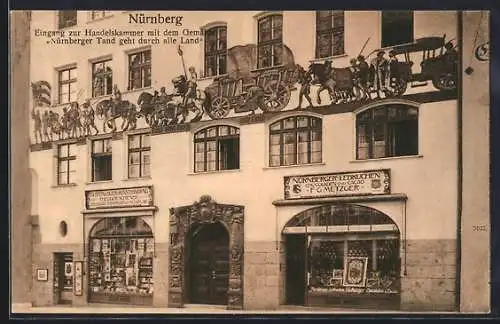 AK Nürnberg, Strasseneck am Eingang zur Handelskammer